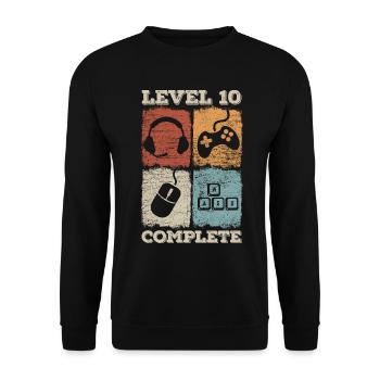 10th Birthday Level Complete Gaming - Unisex Sweatshirt - black - Front - Alina (178cm) & Michal (187cm)