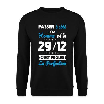 Anniversaire - Né le 29 Décembre Frôler perfection - Sweat-shirt Unisexe - noir - Devant - Alina (178cm) & Michal (187cm)