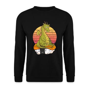 Sushi Drache - Unisex Pullover - Schwarz - Vorne - Alina (178cm) & Michal (187cm)
