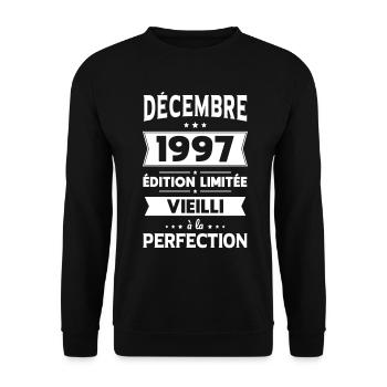Anniversaire 25 ans - Décembre 1997 Perfection - Sweat-shirt Unisexe - noir - Devant - Alina (178cm) & Michal (187cm)