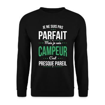 Je ne suis pas parfait mais je suis campeur - Sweat-shirt Unisexe - noir - Devant - Alina (178cm) & Michal (187cm)