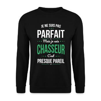 Pas parfait mais chasseur c'est presque pareil - Sweat-shirt Unisexe - noir - Devant - Alina (178cm) & Michal (187cm)