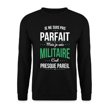 Je ne suis pas parfait mais je suis militaire - Sweat-shirt Unisexe - noir - Devant - Alina (178cm) & Michal (187cm)