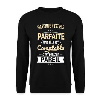 Ma femme pas parfaite mais elle est comptable - Sweat-shirt Unisexe - noir - Devant - Alina (178cm) & Michal (187cm)