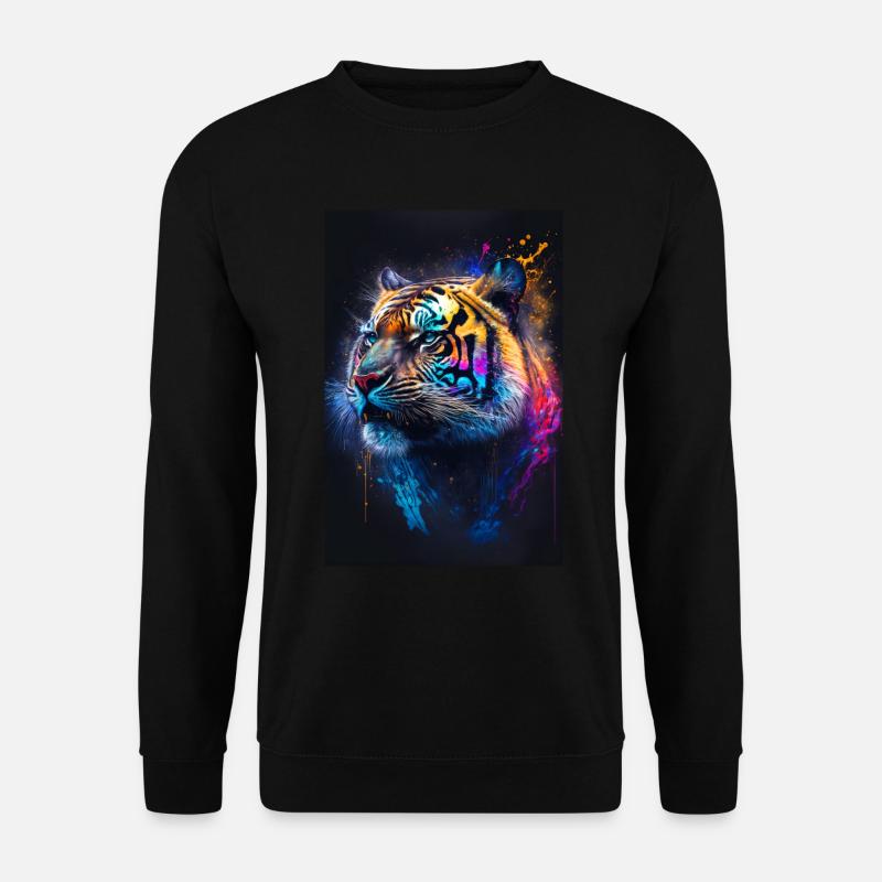 Coloured tiger with blobs - Unisex Sweatshirt - black