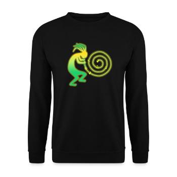 kokopelli Spiral - Unisex Sweatshirt - black - Front - Alina (178cm) & Michal (187cm)