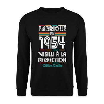 Anniversaire 70 ans - Fabriqué en 1954 - Sweat-shirt Unisexe - noir - Devant - Alina (178cm) & Michal (187cm)