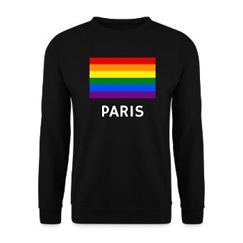 Pride Flag Paris Gay Rainbow LGBTQ Queer Lesbian - Unisex Sweatshirt - black - Front - Alina (178cm) & Michal (187cm)