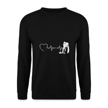 Curling Curler Curling Retro Heartbeat - Unisex Sweatshirt - black - Front - Alina (178cm) & Michal (187cm)