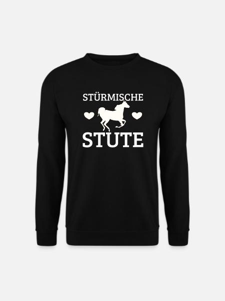 Pferd, Pferde, Stute, stürmisch, Stürmische Stute - Unisex Pullover - Schwarz
