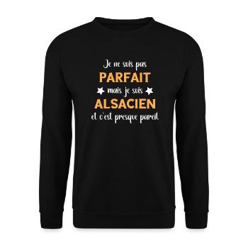 Je ne suis pas parfait mais alsacien - Sweat-shirt Unisexe - noir - Devant - Alina (178cm) & Michal (187cm)