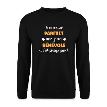 Je ne suis pas parfait mais bénévole - Sweat-shirt Unisexe - noir - Devant - Alina (178cm) & Michal (187cm)