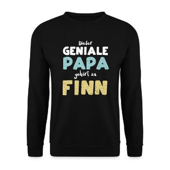 Dieser Geniale Papa Gehört Zu Finn - Unisex Pullover - Schwarz - Vorne - Alina (178cm) & Michal (187cm)