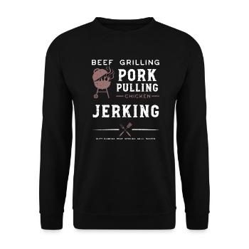 Bœuf Grillant Porc Tirant Poussin... - Sweat-shirt Unisexe - noir - Devant - Alina (178cm) & Michal (187cm)