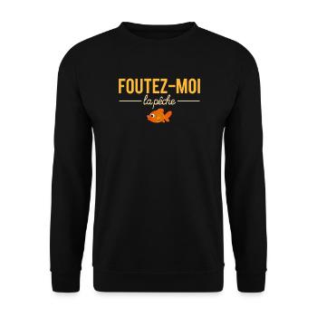 Foutez Moi La Pêche Humour Papa Pêcheur - Sweat-shirt Unisexe - noir - Devant - Alina (178cm) & Michal (187cm)