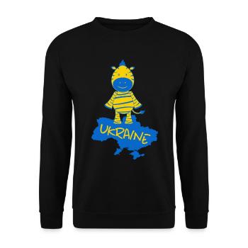 support UKRAINE "ukrainisches zebra" slava ukraini - Unisex Pullover - Schwarz - Vorne - Alina (178cm) & Michal (187cm)