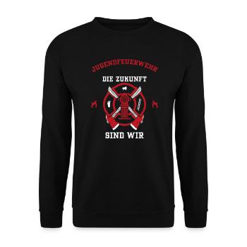 Jugendfeuerwehr Die Zukunft Sind... - Unisex Pullover - Schwarz - Vorne - Alina (178cm) & Michal (187cm)