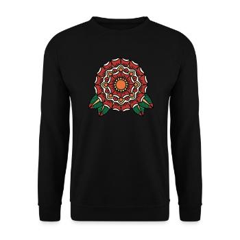 Blumen Blüte mandala - Unisex Pullover - Schwarz - Vorne - Alina (178cm) & Michal (187cm)