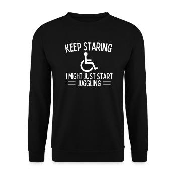 Keep Staring I Might Start Levitating Handicap - Unisex Sweatshirt - black - Front - Alina (178cm) & Michal (187cm)