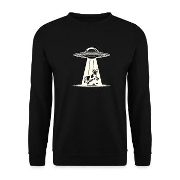 Alien Cow Abduction - Unisex Sweatshirt - black - Front - Alina (178cm) & Michal (187cm)