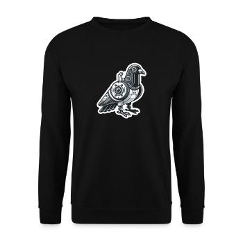Spionage Taube: Futuristisches Roboter Design - Unisex Pullover - Schwarz - Vorne - Alina (178cm) & Michal (187cm)