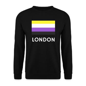 Non binary Pride Flag London - Unisex Sweatshirt - black - Front - Alina (178cm) & Michal (187cm)