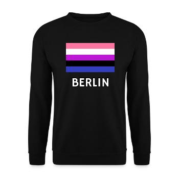 Genderfluid Pride Flag Berlin - Unisex Sweatshirt - black - Front - Alina (178cm) & Michal (187cm)