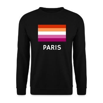 Lesbian Pride Flagge Paris - Unisex Pullover - Schwarz - Vorne - Alina (178cm) & Michal (187cm)