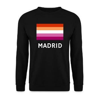 Lesbian Pride Flag Madrid - Unisex Sweatshirt - black - Front - Alina (178cm) & Michal (187cm)