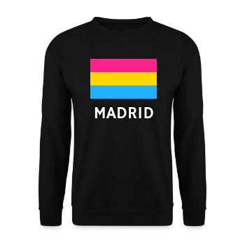 Pan Pride Flag Madrid - Unisex Sweatshirt - black - Front - Alina (178cm) & Michal (187cm)