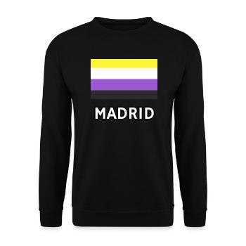 Non binary Pride Flag Madrid - Unisex Sweatshirt - black - Front - Alina (178cm) & Michal (187cm)