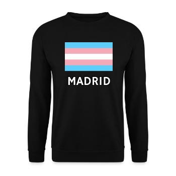 Trans Pride Flag Madrid - Unisex Sweatshirt - black - Front - Alina (178cm) & Michal (187cm)