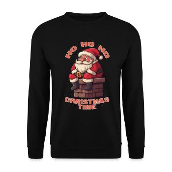 Ho Ho Ho Christmas Time - Unisex Pullover - Schwarz - Vorne - Alina (178cm) & Michal (187cm)