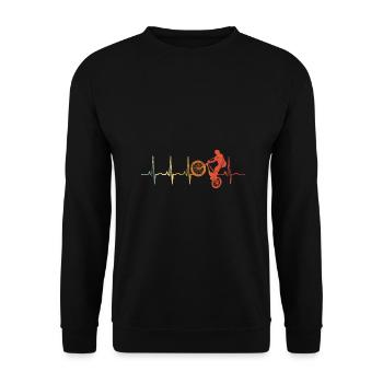 BMX Rad Fahrrad Herzschlag Bicycle Motocross - Unisex Pullover - Schwarz - Vorne - Alina (178cm) & Michal (187cm)