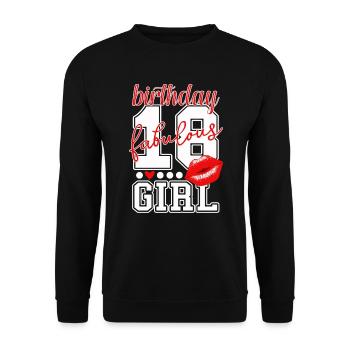 18 years 18th birthday red kiss girl girl - Unisex Sweatshirt - black - Front - Alina (178cm) & Michal (187cm)