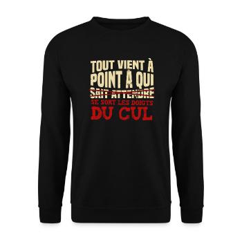 Motivation phrase drôle punchline positive vibe - Sweat-shirt Unisexe - noir - Devant - Alina (178cm) & Michal (187cm)