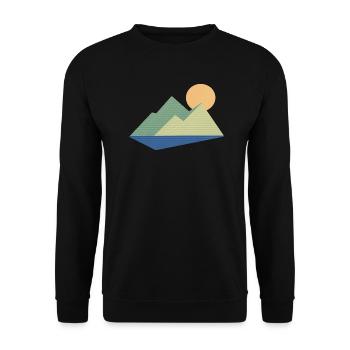 Berg mit Sonne Halftone - Unisex Pullover - Schwarz - Vorne - Alina (178cm) & Michal (187cm)