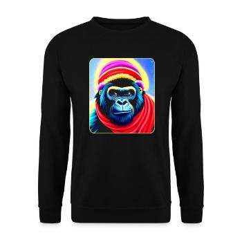 Gorille cool avec chapeau d’hiver - Sweat-shirt Unisexe - noir - Devant - Alina (178cm) & Michal (187cm)
