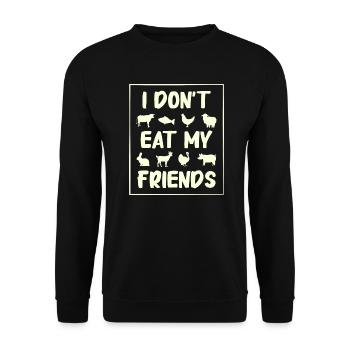 Goat Turkey Pig Friends Design für Veganer - Unisex Pullover - Schwarz - Vorne - Alina (178cm) & Michal (187cm)