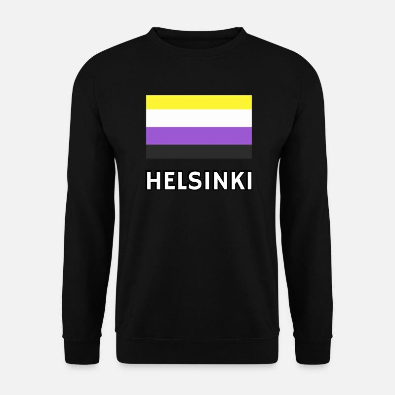 Nicht-binäre Pride Flagge Helsinki - Unisex Pullover - Schwarz