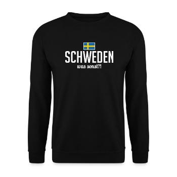 Schweden was sonst Spruch Skandinavien - Unisex Pullover - Schwarz - Vorne - Alina (178cm) & Michal (187cm)
