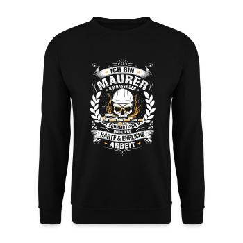 Maurer/Bauarbeiter/Handwerker/Bauberuf/Arbeit - Unisex Pullover - Schwarz - Vorne - Alina (178cm) & Michal (187cm)