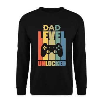 Dad Level Unlocked Gaming New Dad - Unisex Sweatshirt - black - Front - Alina (178cm) & Michal (187cm)