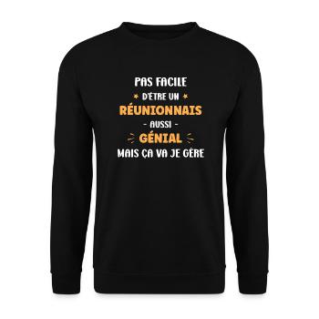 réunionnais génial - Sweat-shirt Unisexe - noir - Devant - Alina (178cm) & Michal (187cm)