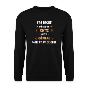 Chti génial - Sweat-shirt Unisexe - noir - Devant - Alina (178cm) & Michal (187cm)