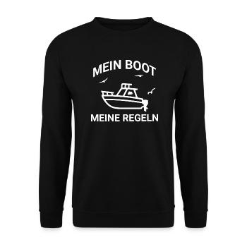 Mein Boot Meine Regeln Segler Kapitän - Unisex Pullover - Schwarz - Vorne - Alina (178cm) & Michal (187cm)