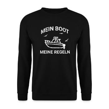 Mein Boot Meine Regeln Segler Kapitän - Unisex Pullover - Schwarz - Vorne - Alina (178cm) & Michal (187cm)