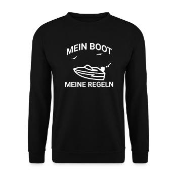 Mein Boot Meine Regeln Segler Kapitän - Unisex Pullover - Schwarz - Vorne - Alina (178cm) & Michal (187cm)