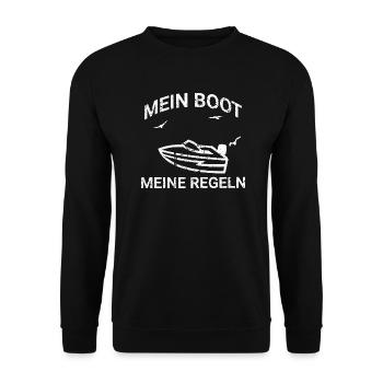 Mein Boot Meine Regeln Segler Kapitän - Unisex Pullover - Schwarz - Vorne - Alina (178cm) & Michal (187cm)