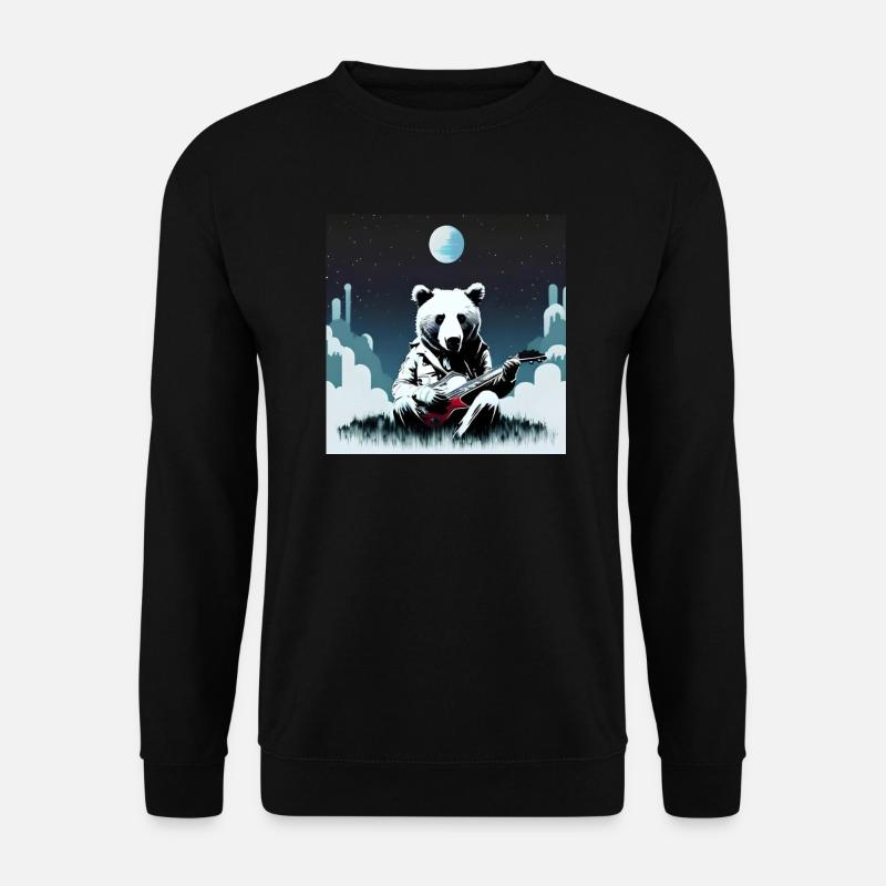 Bär mit Gitarre - Unisex Pullover - Schwarz